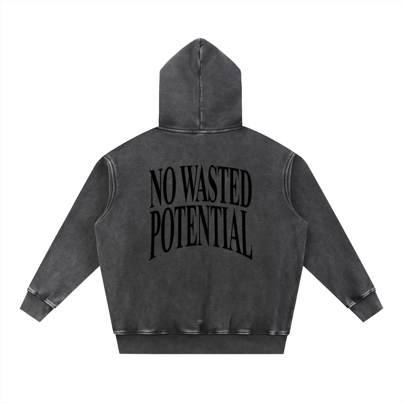 "No Wasted Potential" Snow Wash Fleece Oversize Hoodie